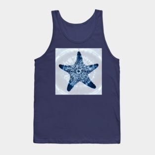 Starfish Mandala Indigo Blue Tie Dye Tank Top